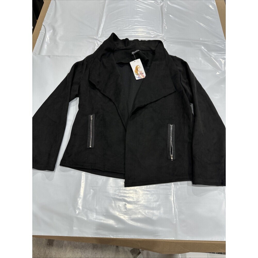 PrettyGarden Blazer Women's L Black Open Front Long Sleeve Jacket Office CEB067